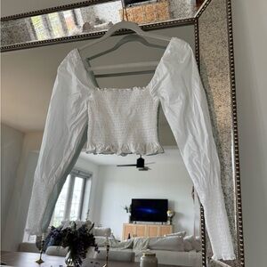 Chic White Smocked Crop Top